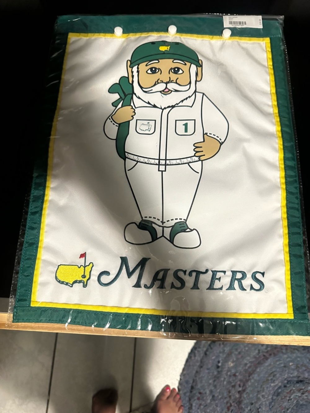 Masters White, Green and Yellow Golf Caddy Garden Flag
